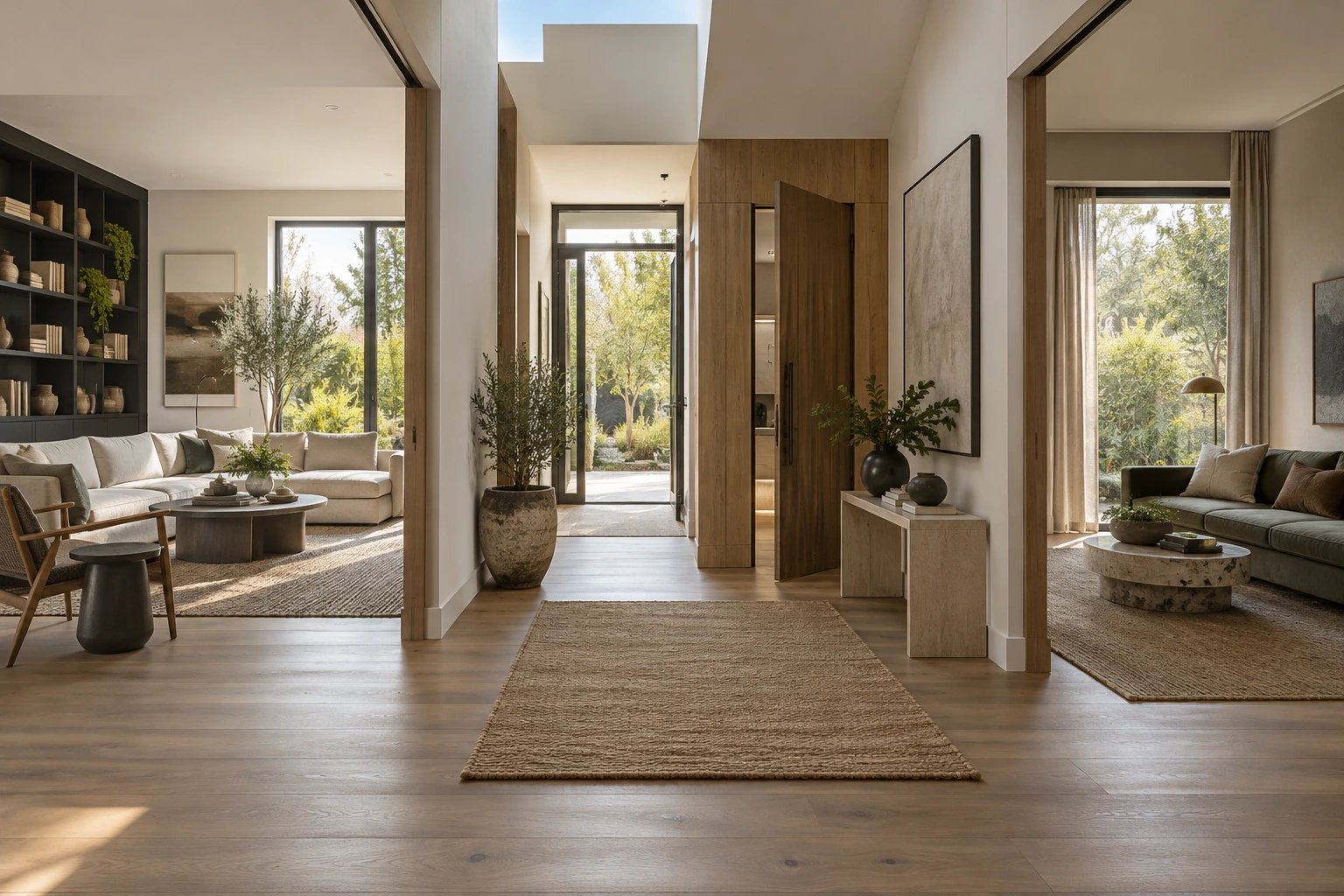 Original architectural concept of two distinct sitting rooms connected by a bright vestibule and a discreet private suite entrance