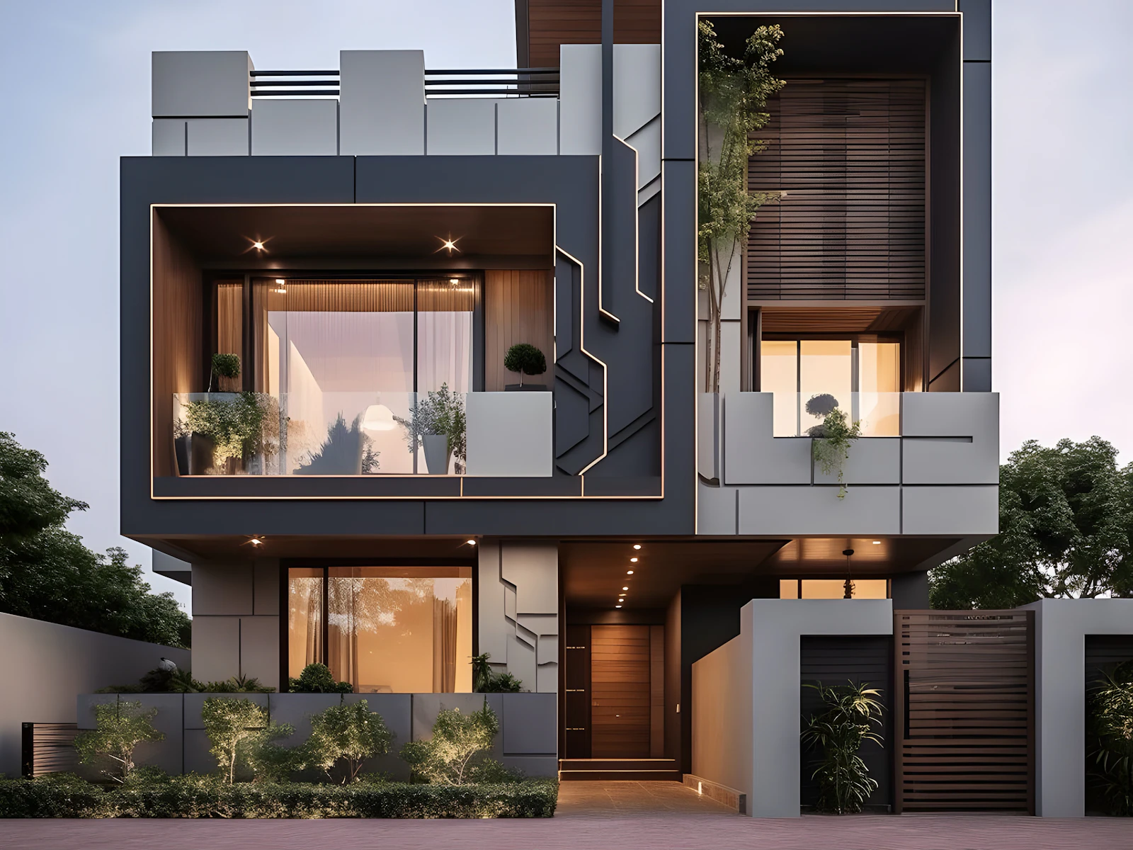 Illustrative photo of a two story house with a lot of windows and balconies