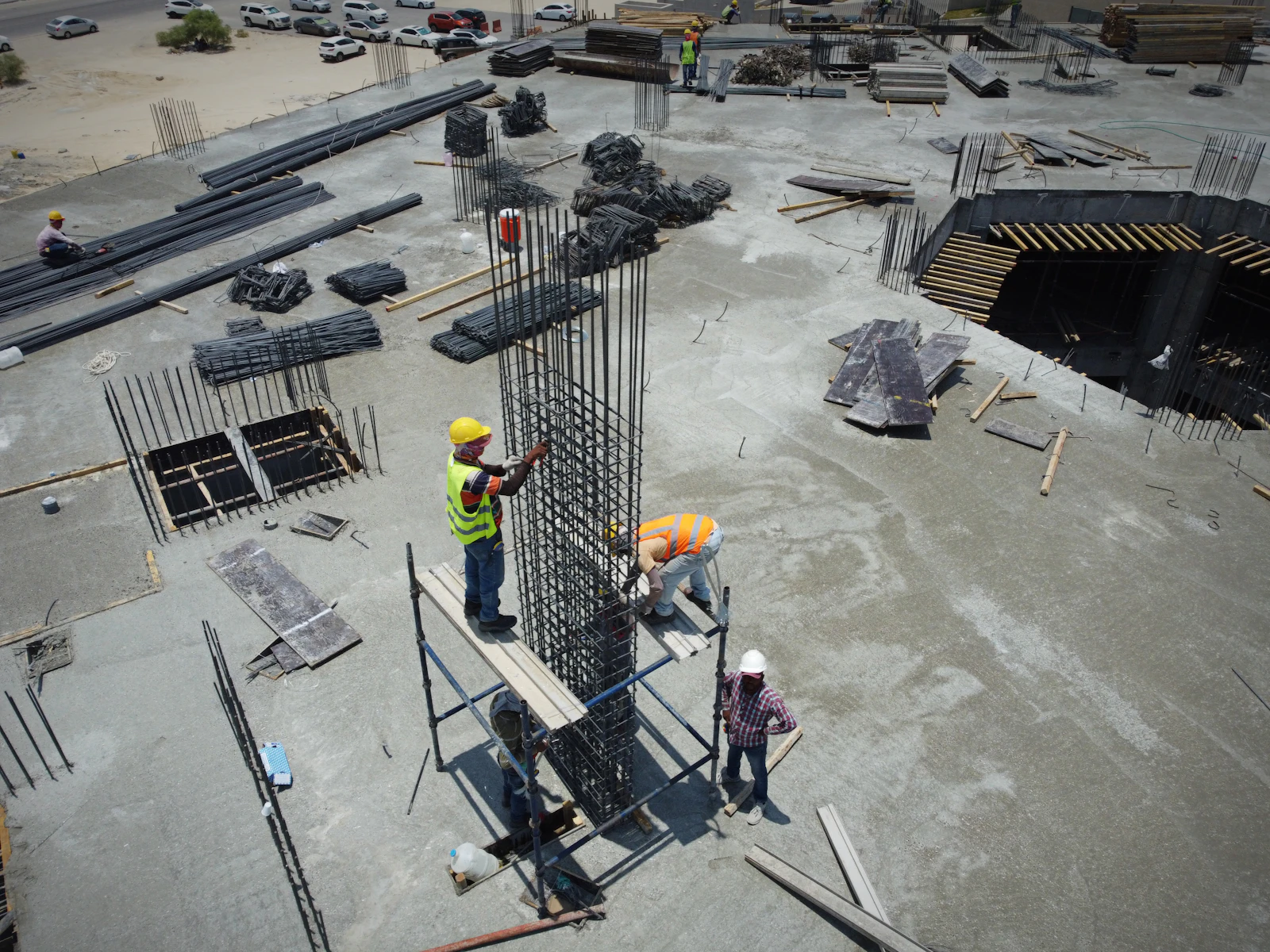 Illustrative aerial photo of a residential construction site